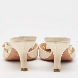 Dior Cream Embroidered Mesh Dior Capture Mules Size 39