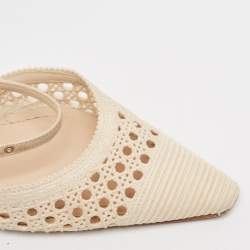 Dior Cream Embroidered Mesh Dior Capture Mules Size 39