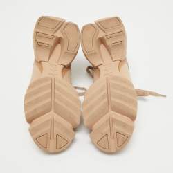 Pre Owned Dior Beige Fabric and PVC D-Connect Sneakers Size 36.5