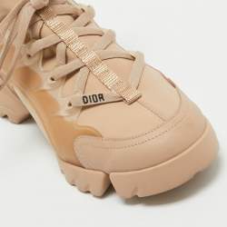 Pre Owned Dior Beige Fabric and PVC D-Connect Sneakers Size 36.5