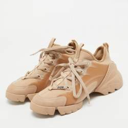 Pre Owned Dior Beige Fabric and PVC D-Connect Sneakers Size 36.5