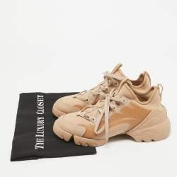 Pre Owned Dior Beige Fabric and PVC D-Connect Sneakers Size 36.5