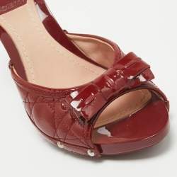 Dior  Red Patent Bow Slides Mules Size 39.5 