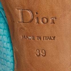 Pre Owned Dior Turquoise Blue Python Embossed Miss Dior Peep Toe Pumps Size 39