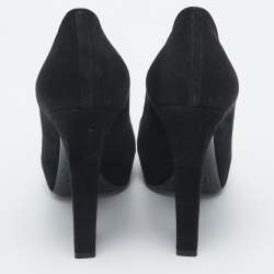 Pre Owned Dior Black Suede Bow Platform Pumps Size 38