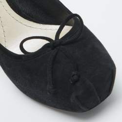 Pre Owned Dior Black Suede Bow Platform Pumps Size 38