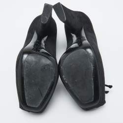Pre Owned Dior Black Suede Bow Platform Pumps Size 38