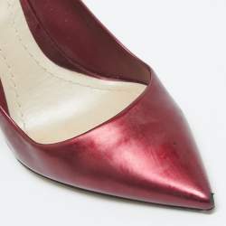 Dior Metallic Burgundy Leather Wedge Pumps Size 36.5