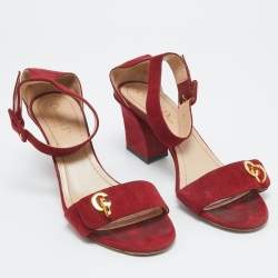 Dior Red Suede C'est Ankle Strap Sandals Size 37