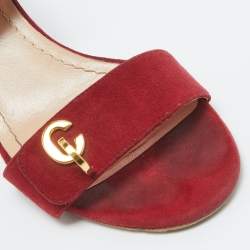 Dior Red Suede C'est Ankle Strap Sandals Size 37
