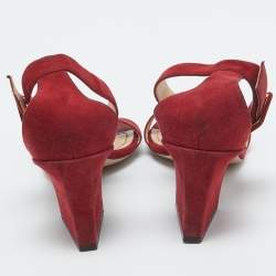Dior Red Suede C'est Ankle Strap Sandals Size 37