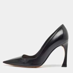 Pre Owned Dior Black Leather Pointed Toe Pumps Size 37.5