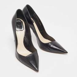 Pre Owned Dior Black Leather Pointed Toe Pumps Size 37.5