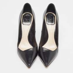 Pre Owned Dior Black Leather Pointed Toe Pumps Size 37.5