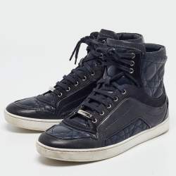 Dior Blue Cannage Leather High Top Sneakers Size 37