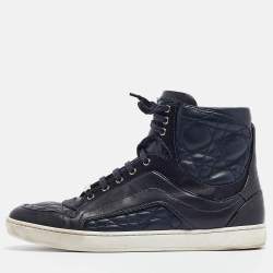 Dior Blue Cannage Leather High Top Sneakers Size 37