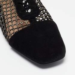 Dior Black/Gold Suede and Mesh Naughtily-D Ankle Boots Size 42