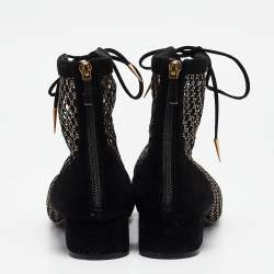 Dior Black/Gold Suede and Mesh Naughtily-D Ankle Boots Size 42