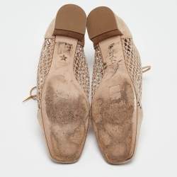 Pre Owned Dior Beige Suede and Mesh Naughtily-D Ankle Boots Size 42