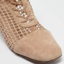 Pre Owned Dior Beige Suede and Mesh Naughtily-D Ankle Boots Size 42