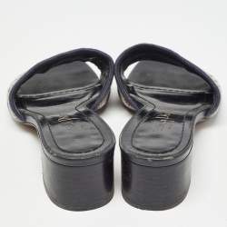 Dior Beige/Blue Canvas Dway Open Toe Slide Sandals Size 34
