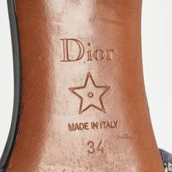 Dior Beige/Blue Canvas Dway Open Toe Slide Sandals Size 34