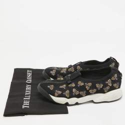 Pre Owned Dior Black Bee Embellished Mesh Fusion Sneakers Size 38.5