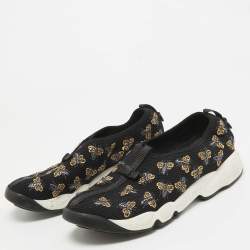 Pre Owned Dior Black Bee Embellished Mesh Fusion Sneakers Size 38.5