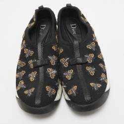Pre Owned Dior Black Bee Embellished Mesh Fusion Sneakers Size 38.5