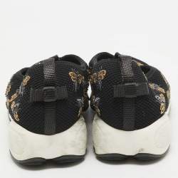 Pre Owned Dior Black Bee Embellished Mesh Fusion Sneakers Size 38.5