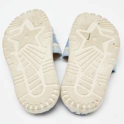 Dior Blue/White Canvas Dway Flat Slides Size 36