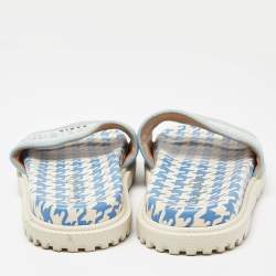 Dior Blue/White Canvas Dway Flat Slides Size 36