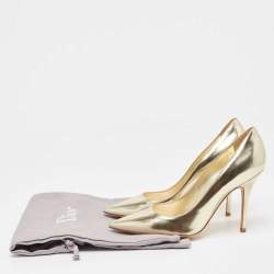 Pre Owned Dior Metallic Gold Leather Cherie Pumps Size 36