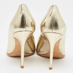 Pre Owned Dior Metallic Gold Leather Cherie Pumps Size 36