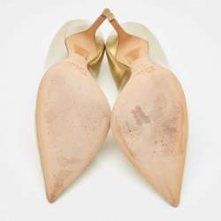 Pre Owned Dior Metallic Gold Leather Cherie Pumps Size 36