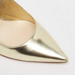 Pre Owned Dior Metallic Gold Leather Cherie Pumps Size 36