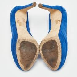 Dior Blue Suede Miss Dior Peep Toe Pumps Size 39