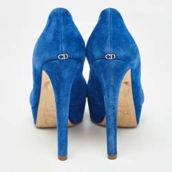 Dior Blue Suede Miss Dior Peep Toe Pumps Size 39