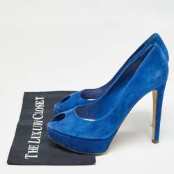 Dior Blue Suede Miss Dior Peep Toe Pumps Size 39