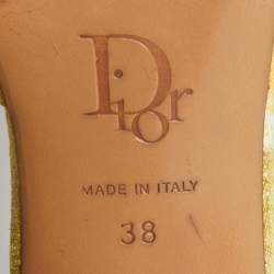 Dior Yellow Printed Canvas Padlock Slide Sandals Size 38