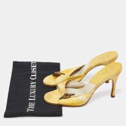 Dior Yellow Printed Canvas Padlock Slide Sandals Size 38