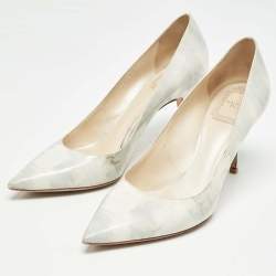 Dior Grey/White Leather Cherie Pumps Size 37.5