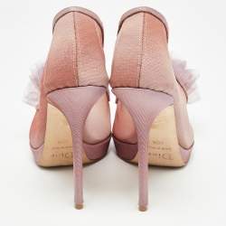 Pre Owned Dior Purple Mesh Flower Applique Peep Toe Pumps Size 40.5