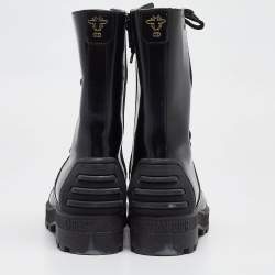 Dior Black Leather Cut Out Ankle Boots Size 38.5