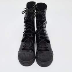 Dior Black Leather Cut Out Ankle Boots Size 38.5