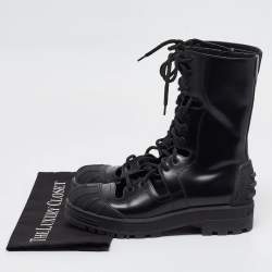 Dior Black Leather Cut Out Ankle Boots Size 38.5