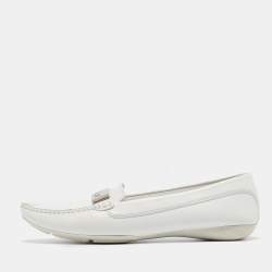 Dior White Leather Loafers Size 39.5