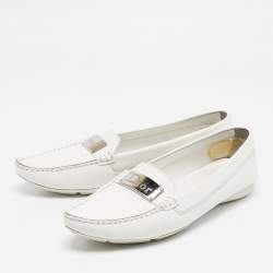 Dior White Leather Loafers Size 39.5