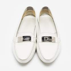 Dior White Leather Loafers Size 39.5