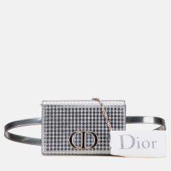 Pre Owned Dior Silver Metallic Patent Microcannage 2 in 1 30 Montaigne Pouch